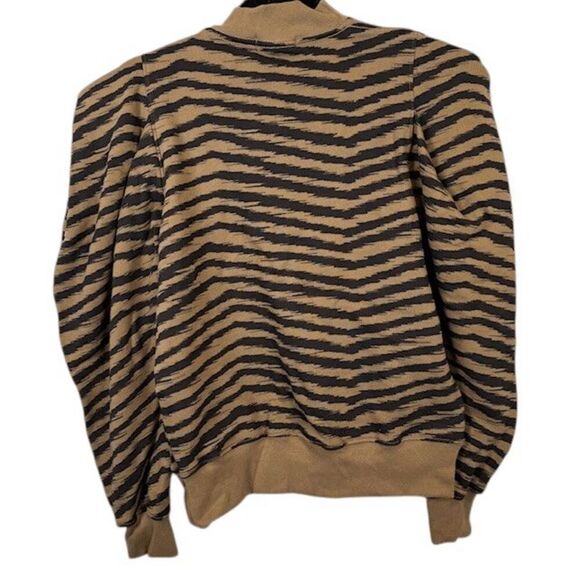 NEW! AGOLDE Folded Sleeve Mock Neck Sweatshirt Serpentine Tigress Stripe Size XS - Picture 6 of 13